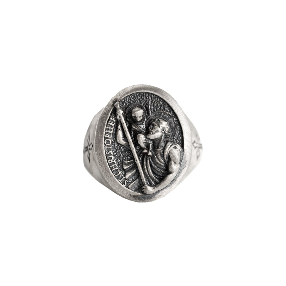 Saint Christopher Relief Signet Ring  Ring  Charmora Jewelry