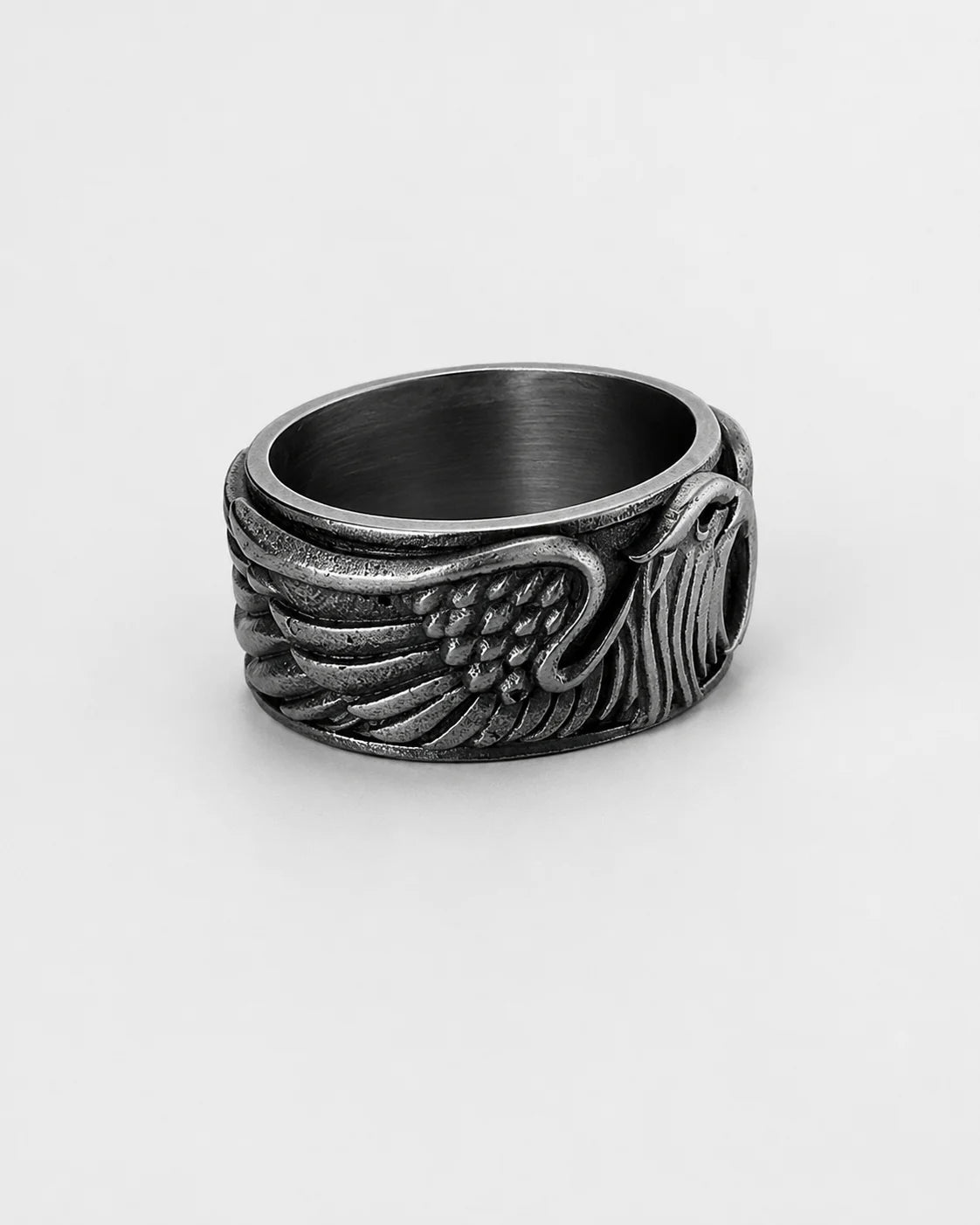 Sculpted Aquiline Form Winged Ring  Ring Charmora Jewelry
