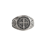 St Benedict Relief Motif Signet Ring  Ring  Charmora Jewelry