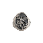 St Michael Archangel Relief Motif Signet Ring  Ring  Charmora Jewelry