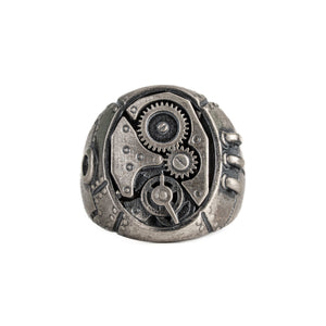 Industrial Mechanical Gear Motif Ring  Ring  Charmora Jewelry