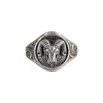 Sculpted Ram Head Motif Signet Ring  Ring  Charmora Jewelry