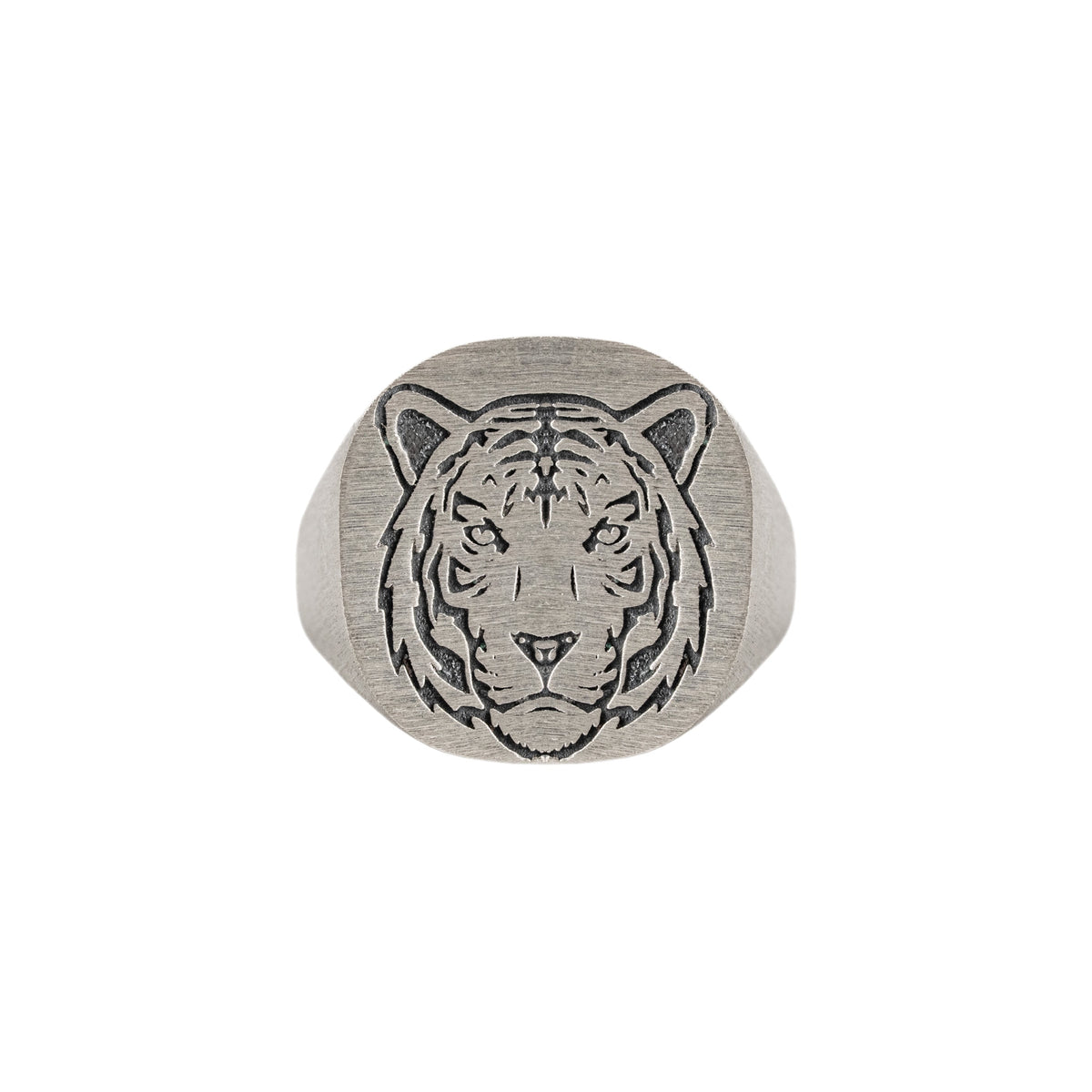 Tiger Relief Motif Signet Ring  Ring  Charmora Jewelry