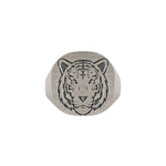 Tiger Relief Motif Signet Ring  Ring  Charmora Jewelry