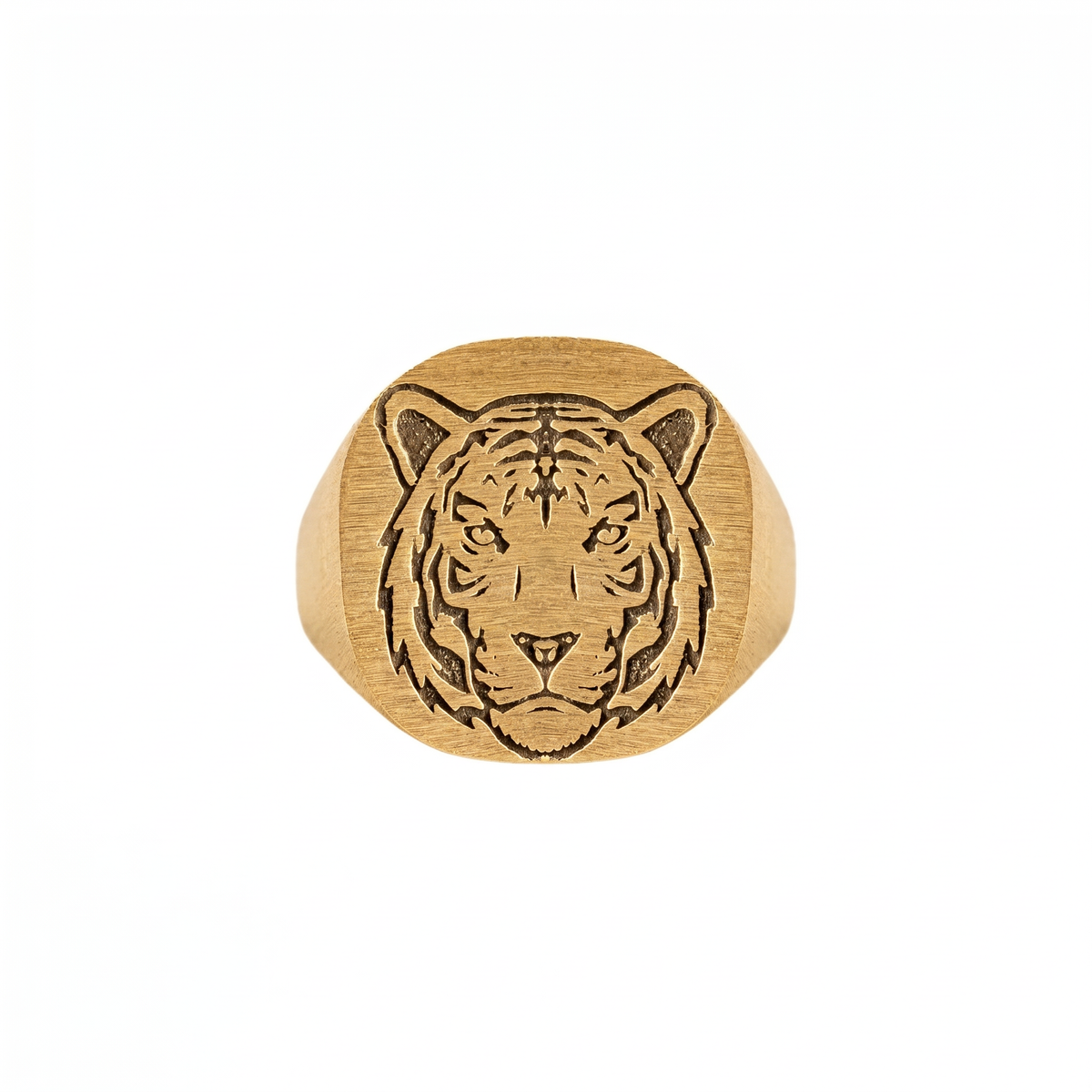 Tiger Relief Motif Signet Ring  Ring  Charmora Jewelry