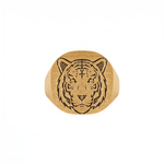 Tiger Relief Motif Signet Ring  Ring  Charmora Jewelry