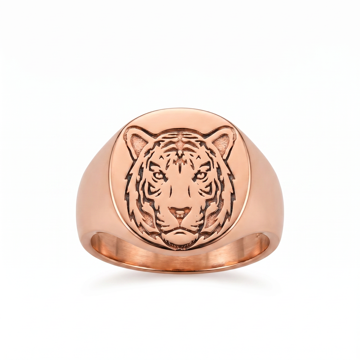 Tiger Relief Motif Signet Ring  Ring  Charmora Jewelry