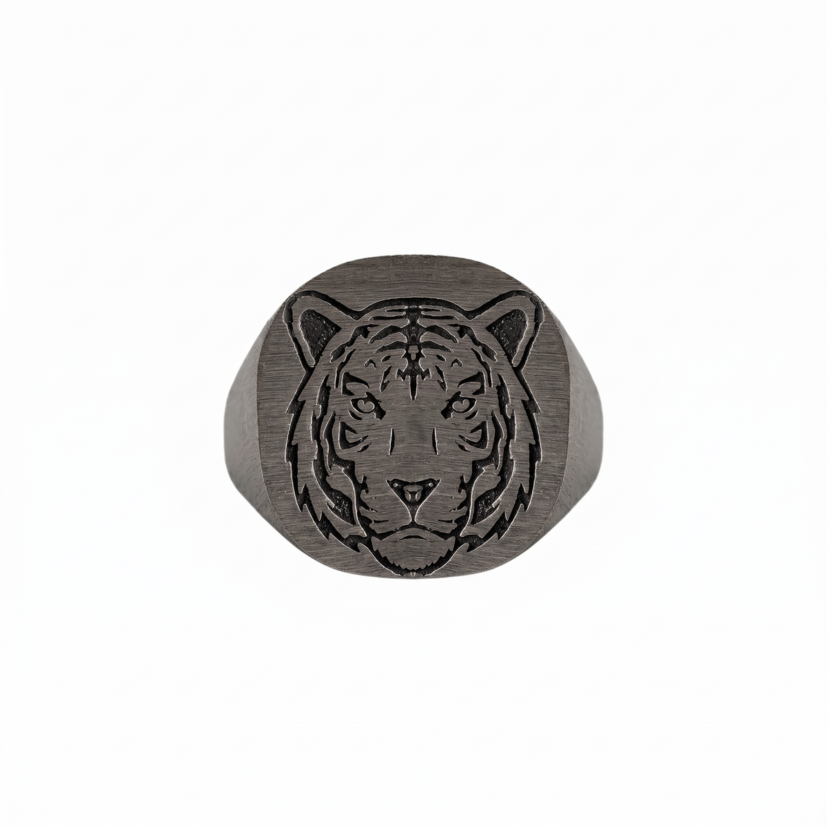 Tiger Relief Motif Signet Ring  Ring  Charmora Jewelry