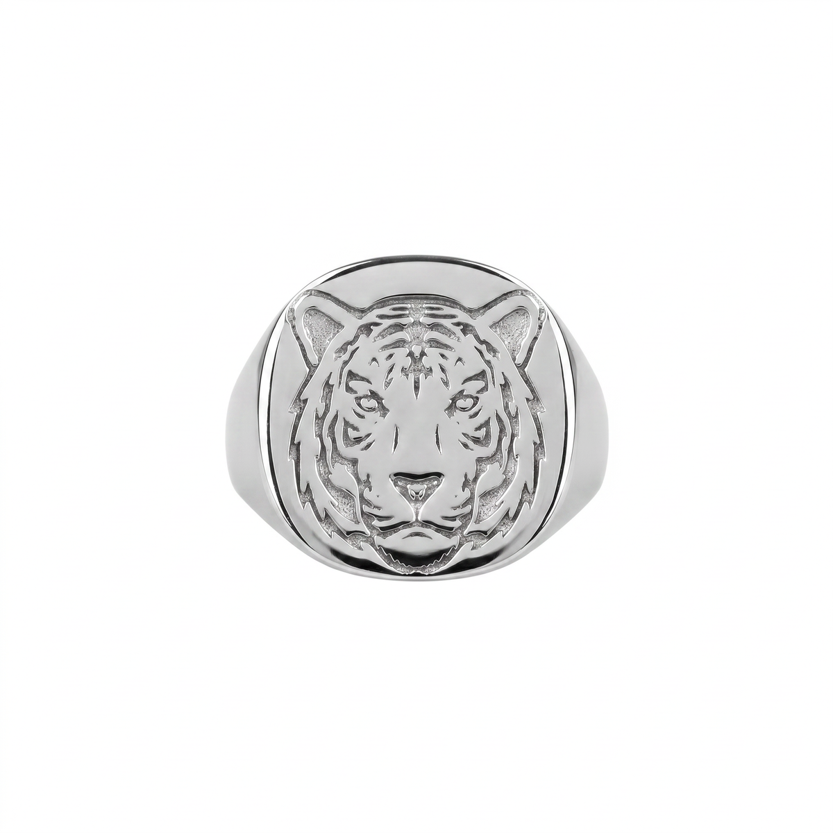 Tiger Relief Motif Signet Ring  Ring  Charmora Jewelry