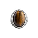 Tiger's Eye Floral Relief Motif Signet Ring  Ring  Charmora Jewelry