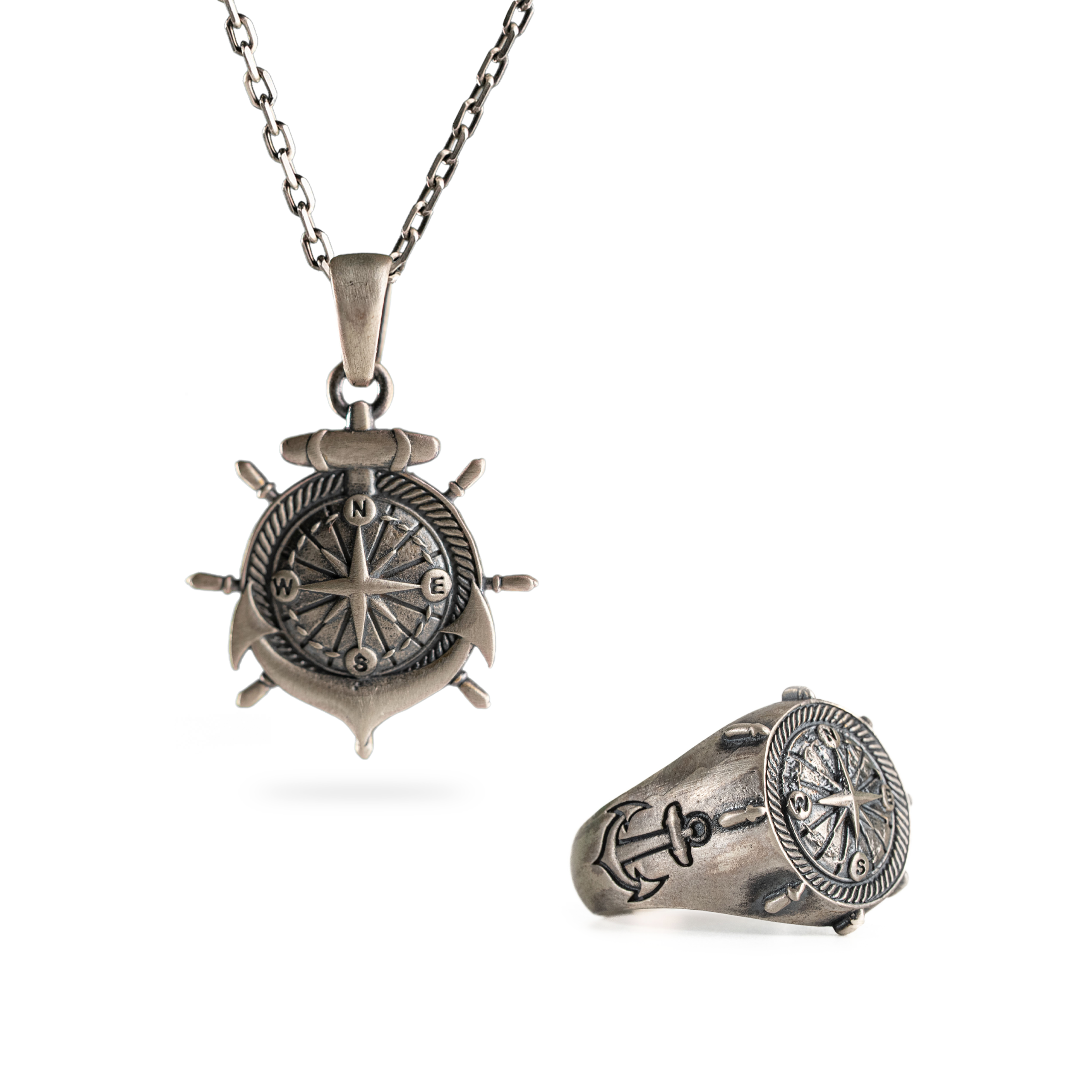 Compass and Anchor Jewelry Set  Charmora Jewelry