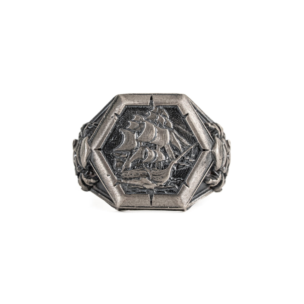 Viking Pirate Sailboat Motif Ring  Ring  Charmora Jewelry