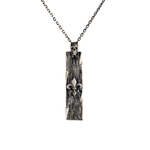 Wood Grain Fleur De Lis Skull Bar Necklace  Necklace  Charmora Jewelry