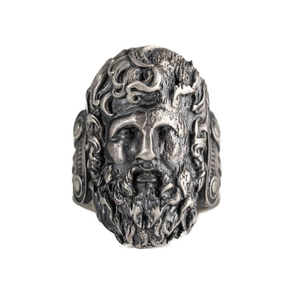Sculpted Ancient Deity Motif Signet Ring  Ring  Charmora Jewelry