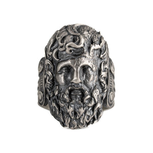 Sculpted Ancient Deity Motif Signet Ring  Ring  Charmora Jewelry