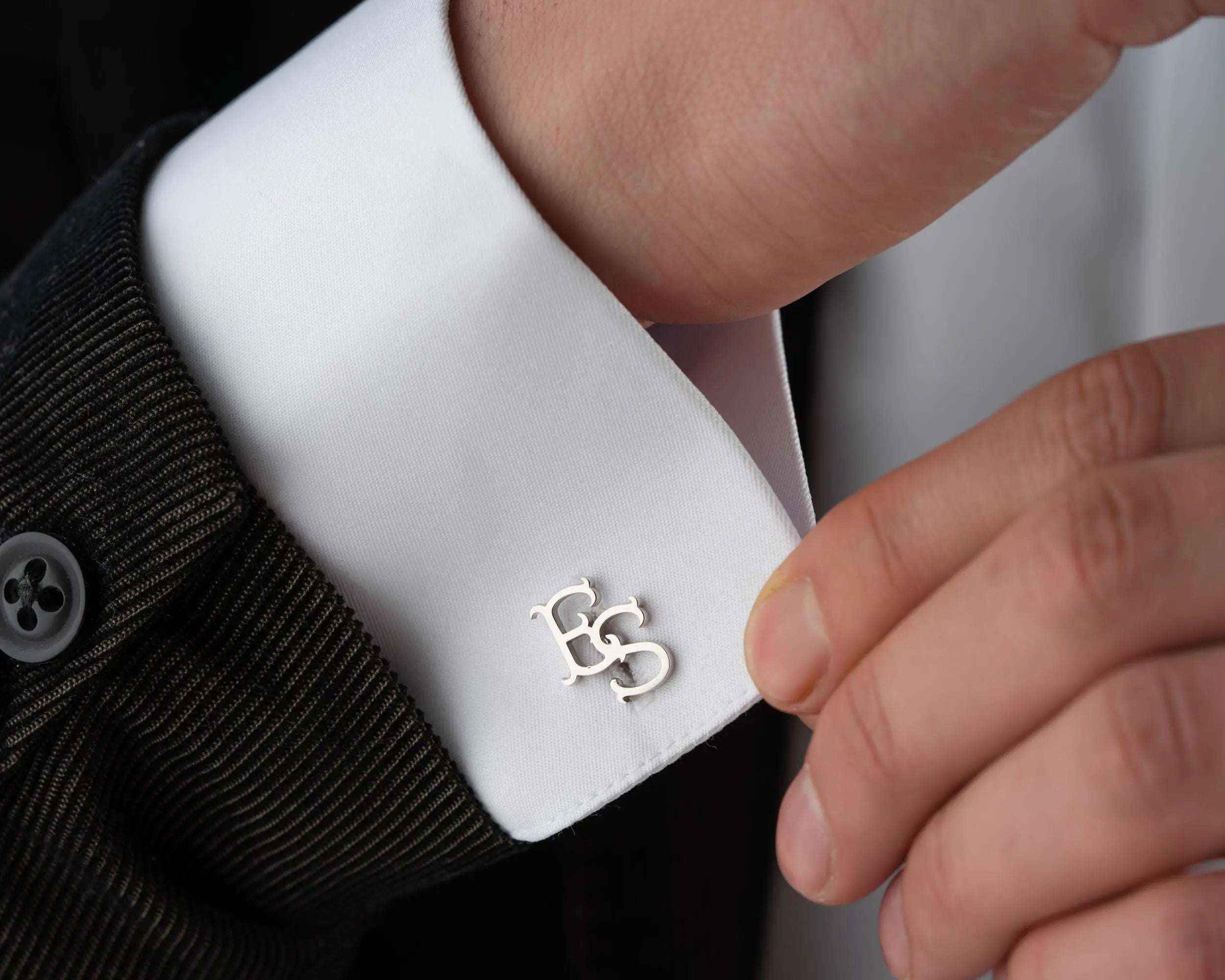 Custom Initial Cufflinks: Engraved Sterling Silver Groomsmen Gift