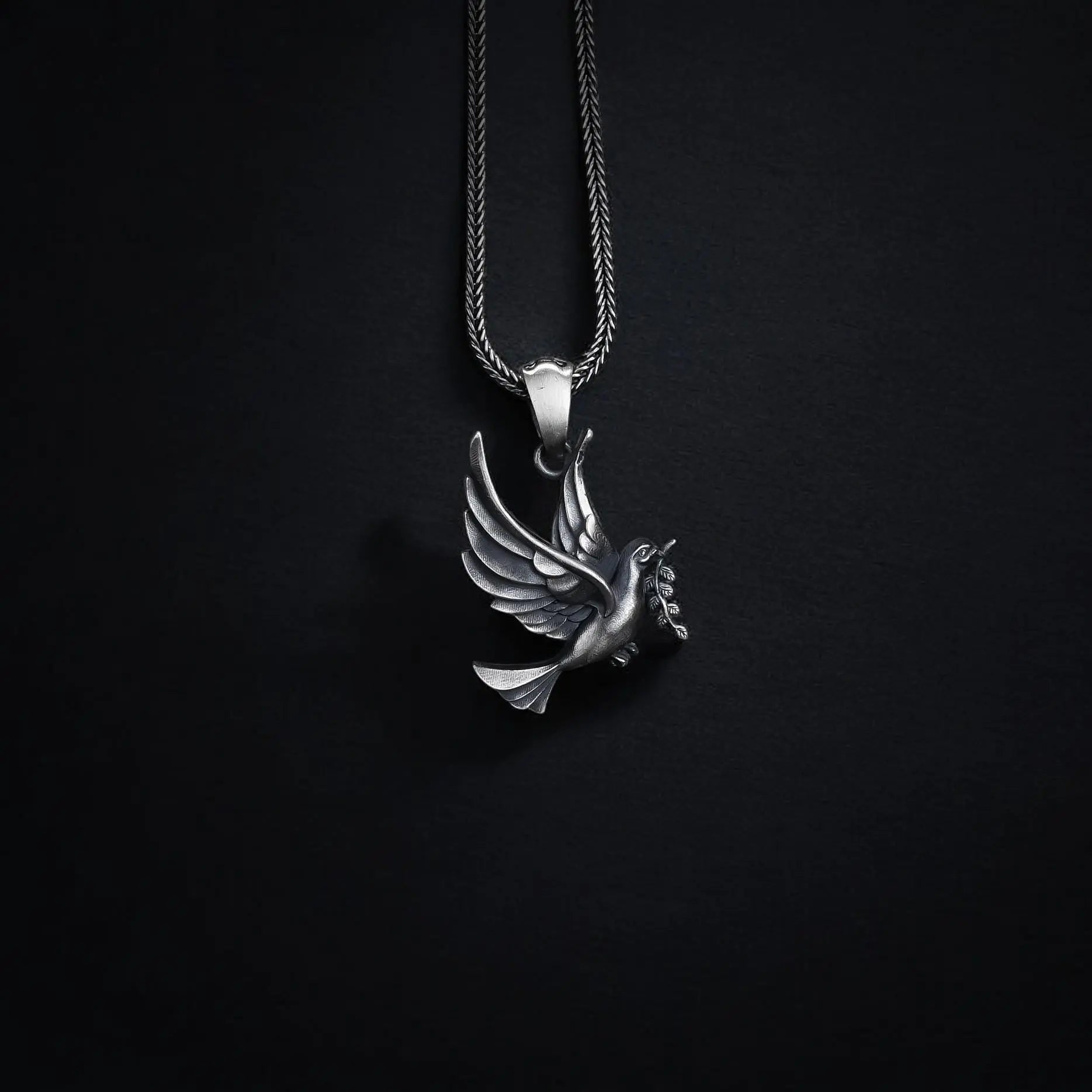 Collier colombe en argent sterling : Pendentif symbole de paix fait main