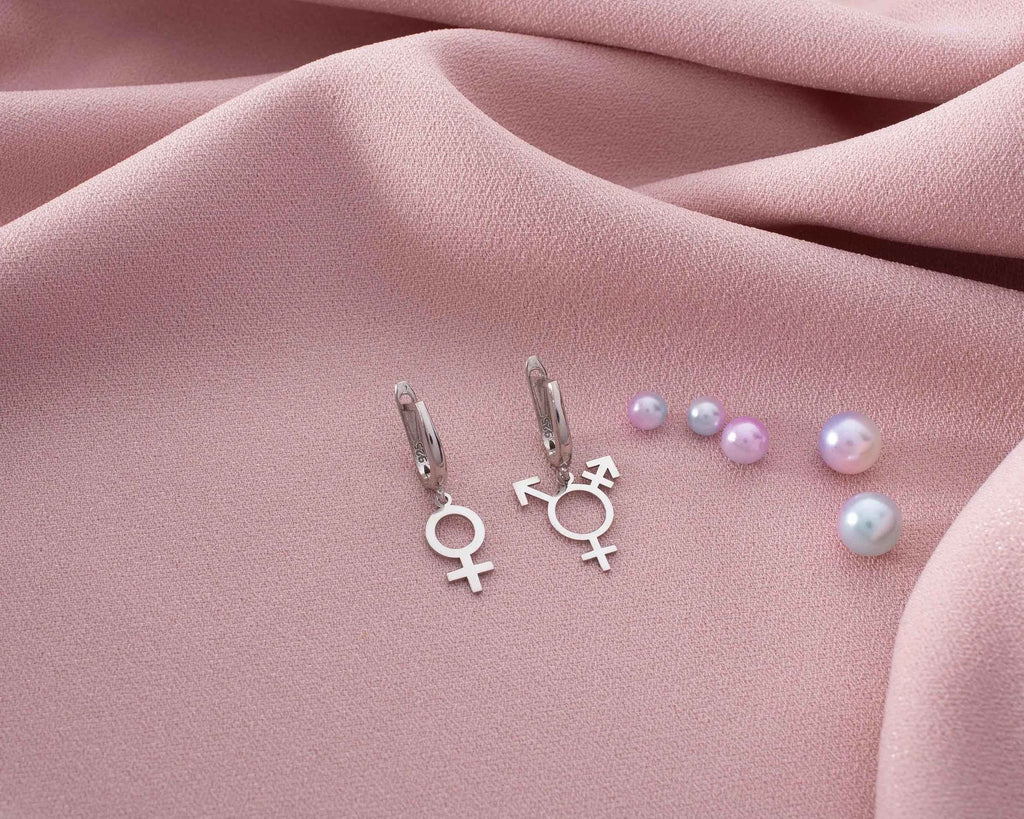 Sterling Silver Transgender Symbol Earrings: LGBTQ Pride Jewelry