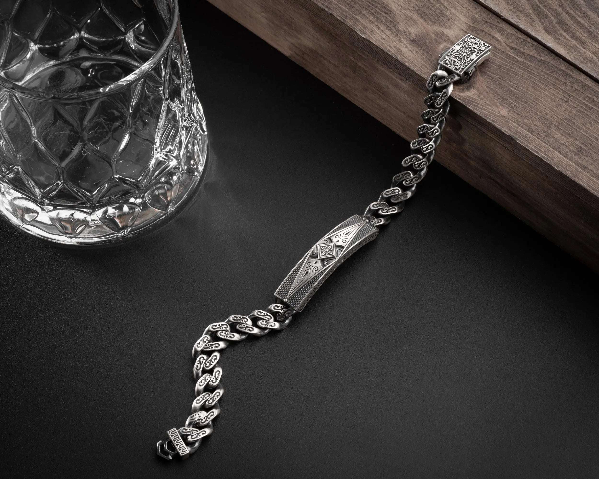 925 Sterling Silver Men’s ID Bracelet: Vintage Chain Gift for Him   Charmora Jewelry