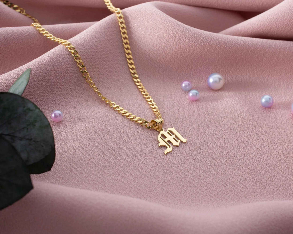 Sterling Silver Initial Necklace: Personalized Gold Letter Pendant