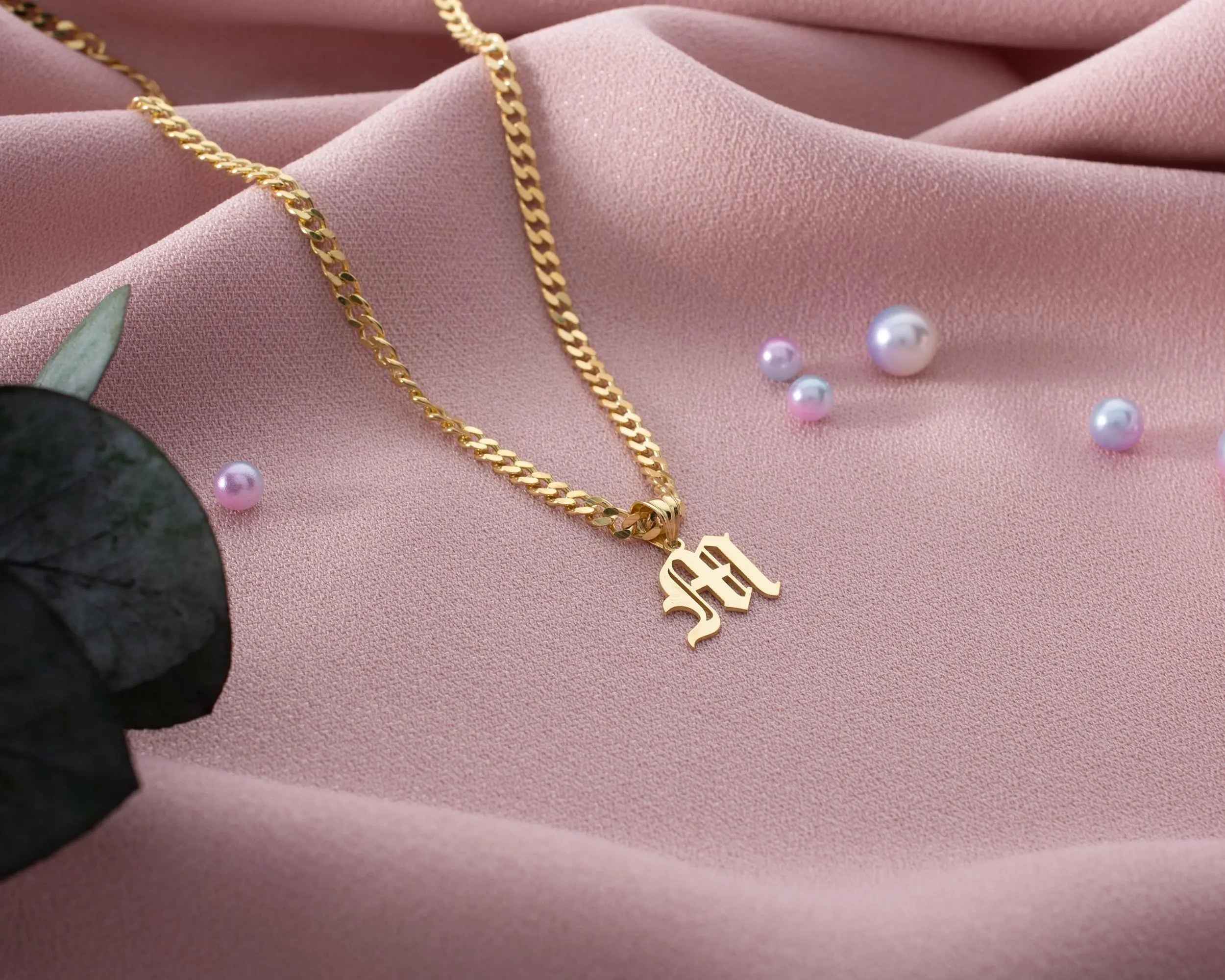 Sterling Silver Initial Necklace: Personalized Gold Letter Pendant