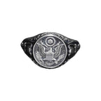 Mens Sterling Silver American Coat of Arms Ring: Patriotic USA Jewelry