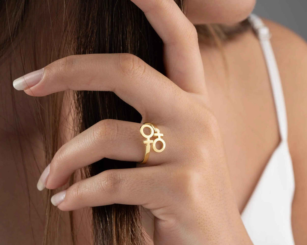 Sterling Silver Double Venus Ring: LGBTQ Pride Jewelry