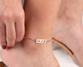 Personalized Date Anklet: Engraved Sterling Silver Ankle Bracelet