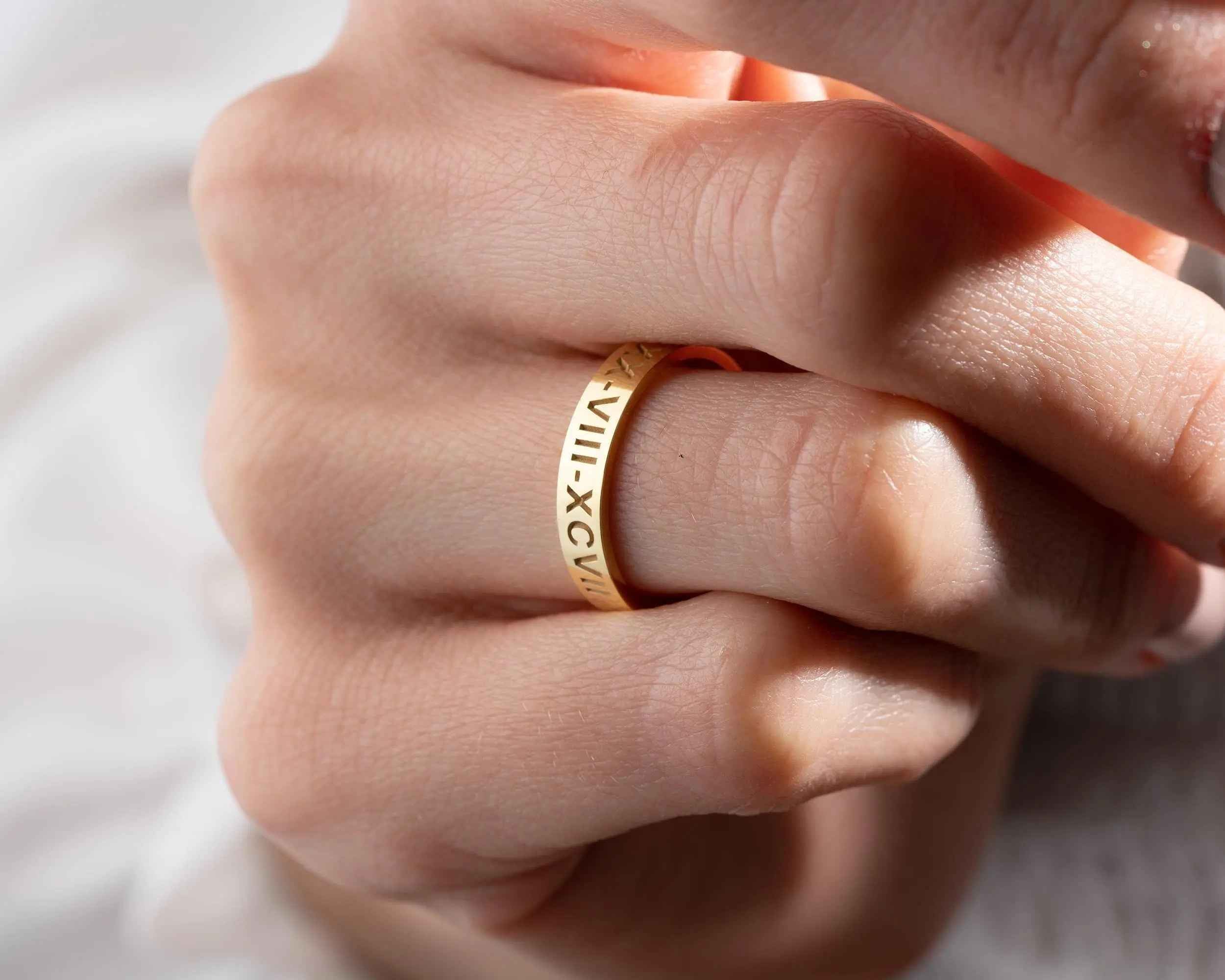 Personalized Sterling Silver Roman Numeral Ring, Anniversary Gift