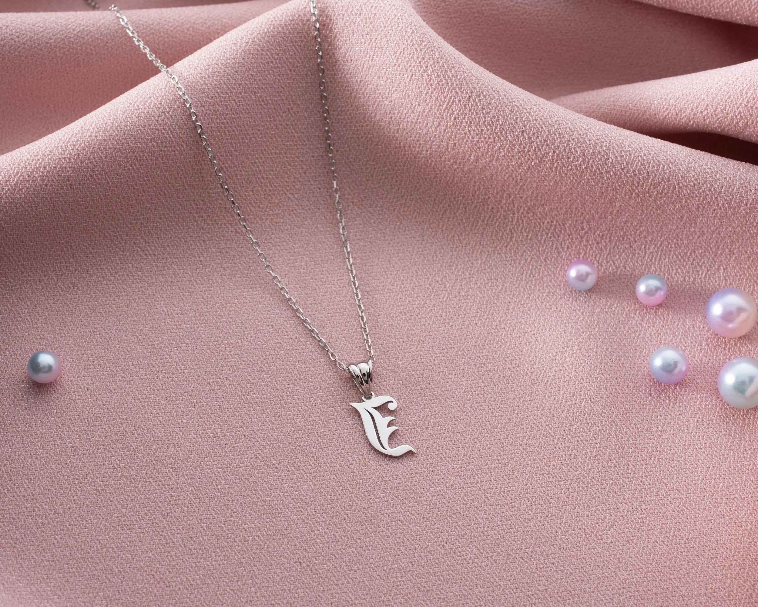 Sterling Silver Initial Necklace: Custom Letter Pendant