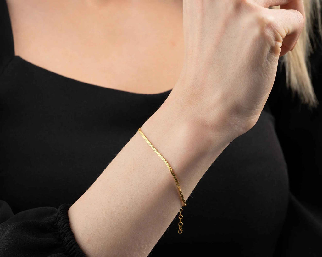 Dainty Sterling Silver Chain Bracelet: Rose Gold, Gold Finish