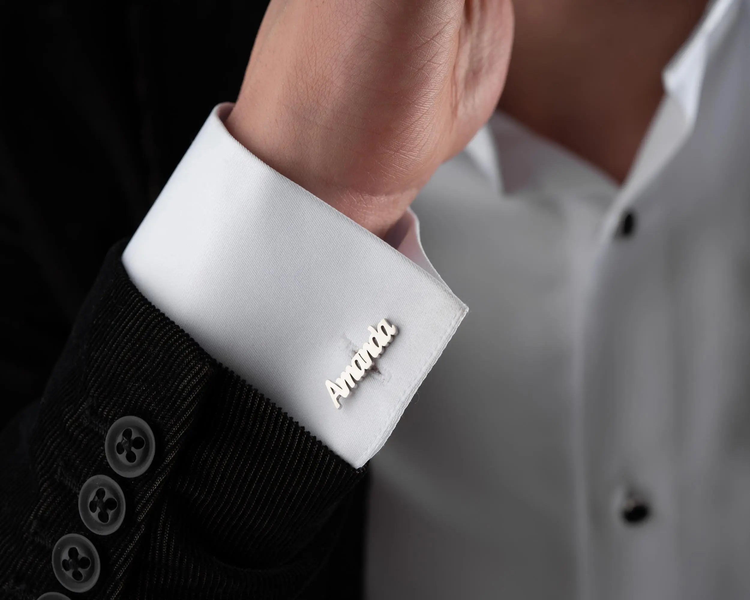 Boutons de manchette personnalisés en argent sterling avec nom : Cadeau personnalisé pour garçons d'honneur