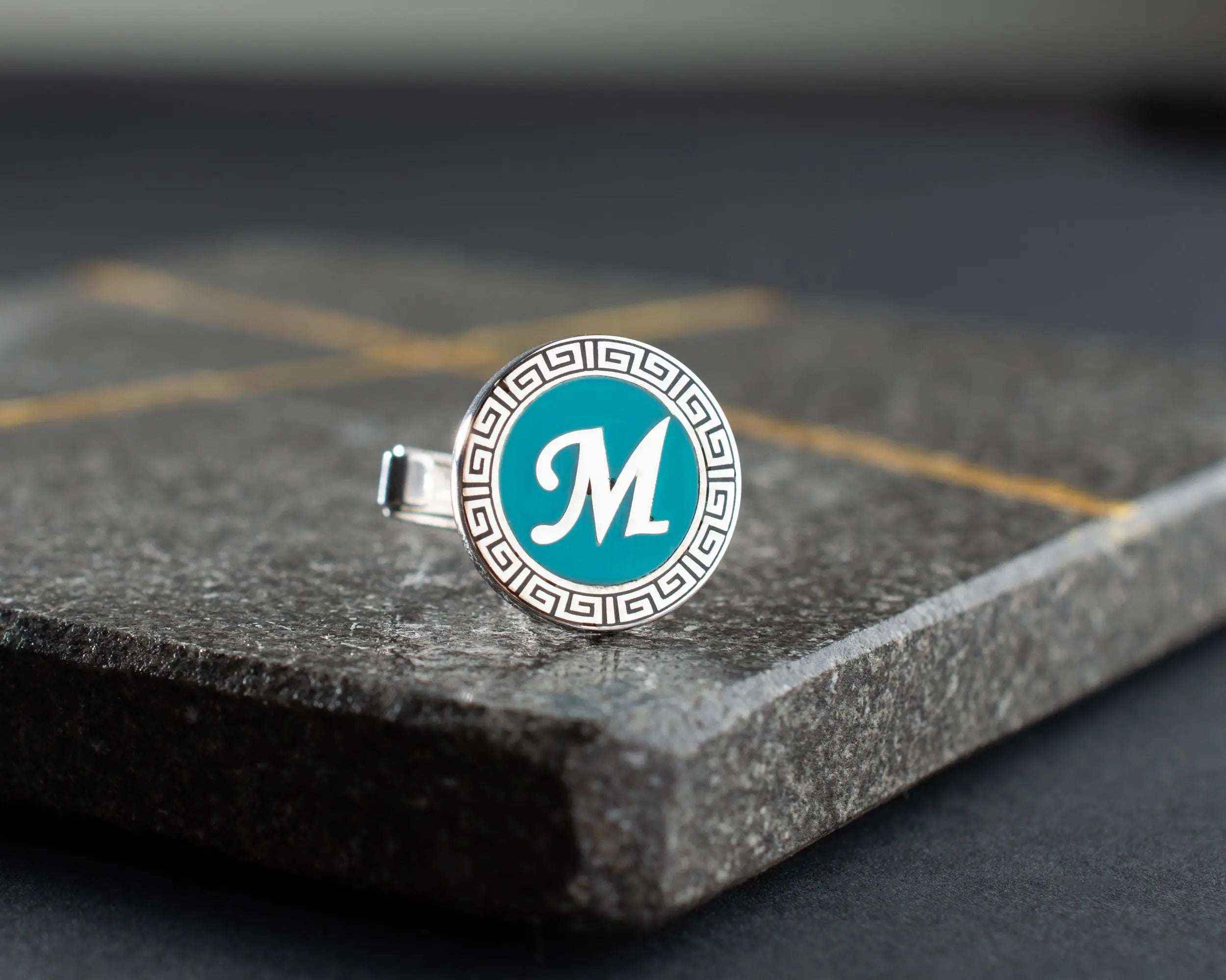 Sterling Silver Enamel Initial Cufflinks, Personalized Gift