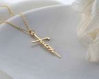 Solid Gold Cross Necklace, Religious Faith Pendant