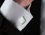 Handmade Sterling Silver Date & Initial Cufflinks: Personalized Groomsmen Gift
