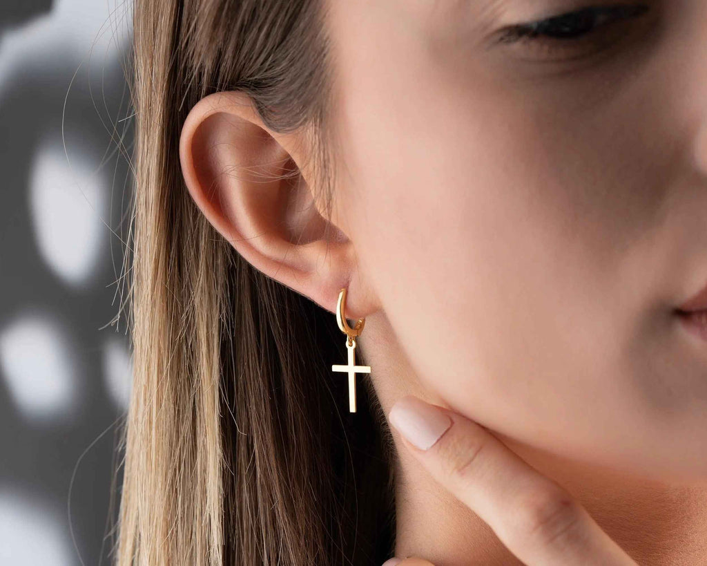 Gold Cross Earrings: Sterling Silver Christian Jewelry