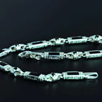 Black Zircon Baguette Stone Bracelet Handmade Sterling Silver Chain   Charmora Jewelry