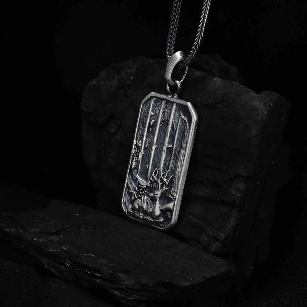 Sterling Silver Deer Necklace: Handmade Forest Stag Pendant