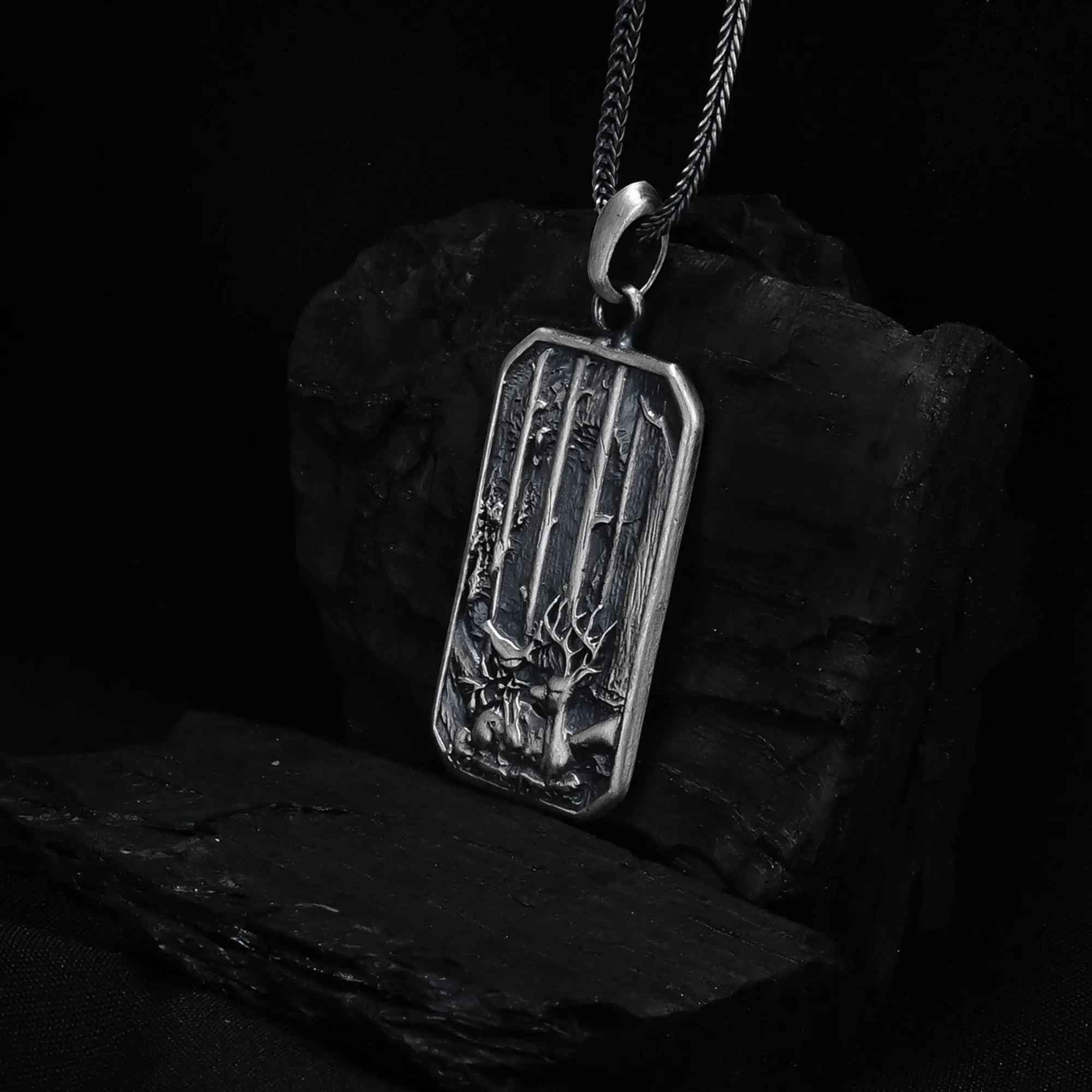 Sterling Silver Deer Necklace: Handmade Forest Stag Pendant