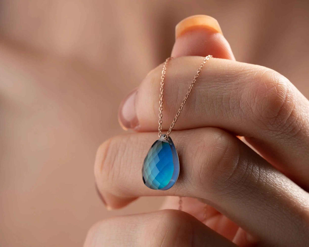 Dainty Sterling Silver Labradorite Necklace | Elegant Teardrop Pendant | Christmas Gift For Teenager