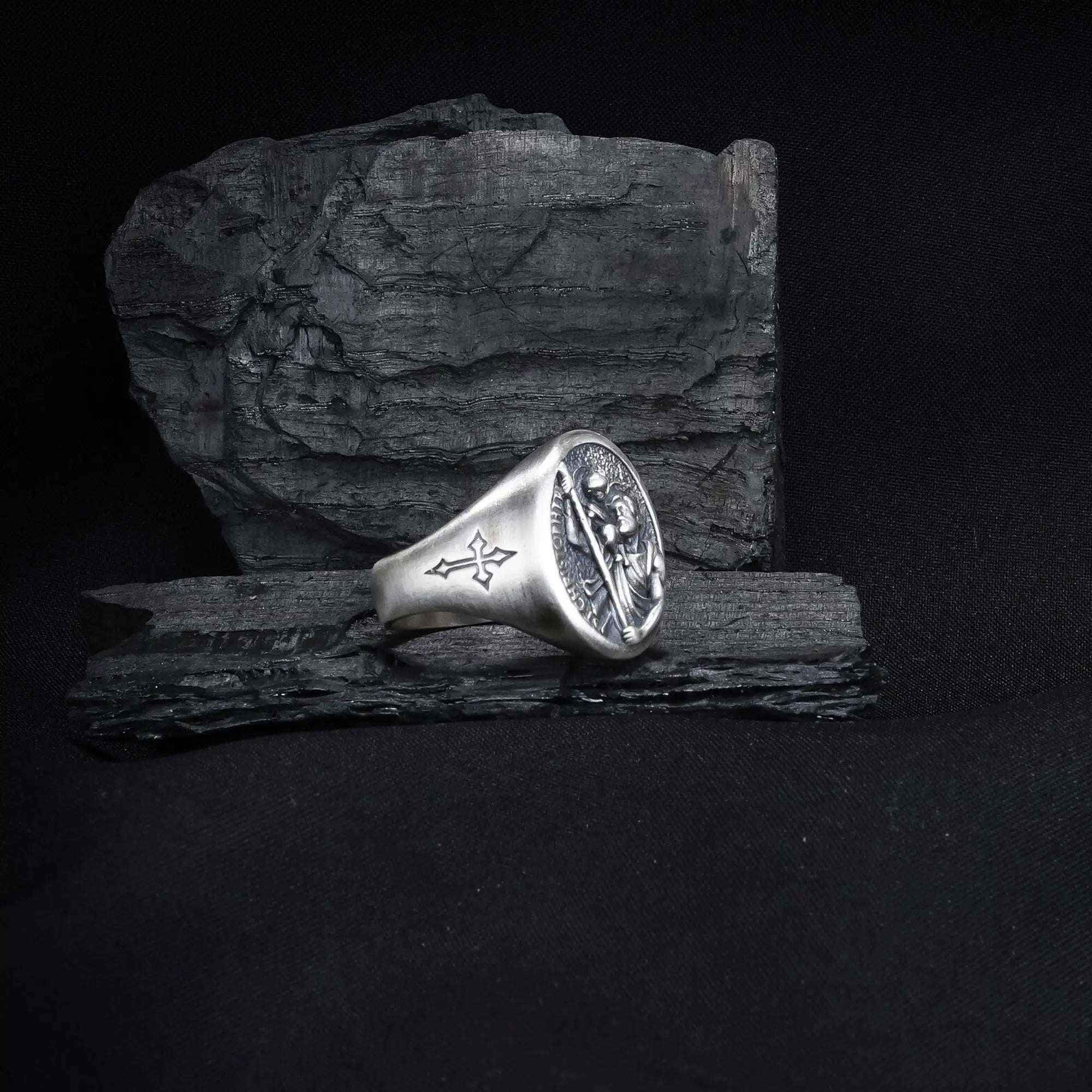 Sterling Silver Saint Christopher Ring: Religious Christian Jewelry