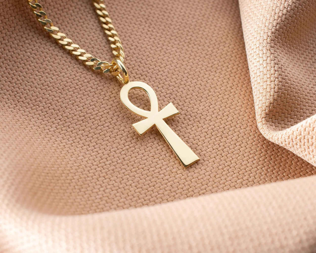 Gold Ankh Pendant: Sterling Silver Egyptian Cross Necklace
