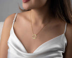 Gold Roman Numeral Necklace: Custom Birthdate Name Pendant