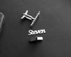 Sterling Silver Custom Name Cufflinks: Personalized Groomsmen Gift