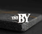 Handmade Sterling Silver Initial Cufflinks: Engraved Groomsmen Gift