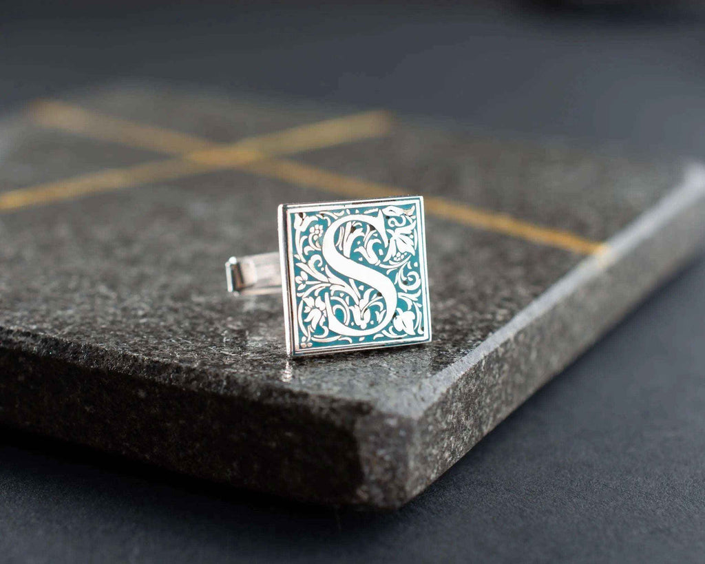 Personalized Initial Cufflinks: Engraved Sterling Silver Groomsmen Gift