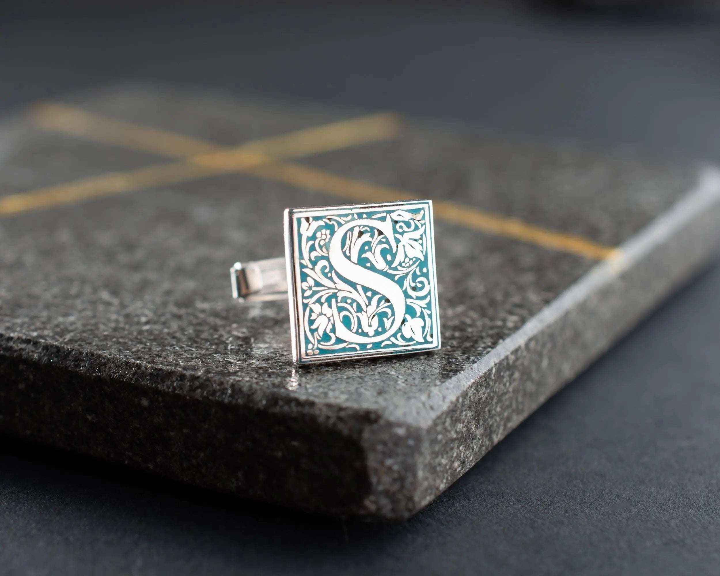 Personalized Initial Cufflinks: Engraved Sterling Silver Groomsmen Gift