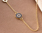 Blue Evil Eye Bracelet: Sterling Silver Gold Protection Jewelry
