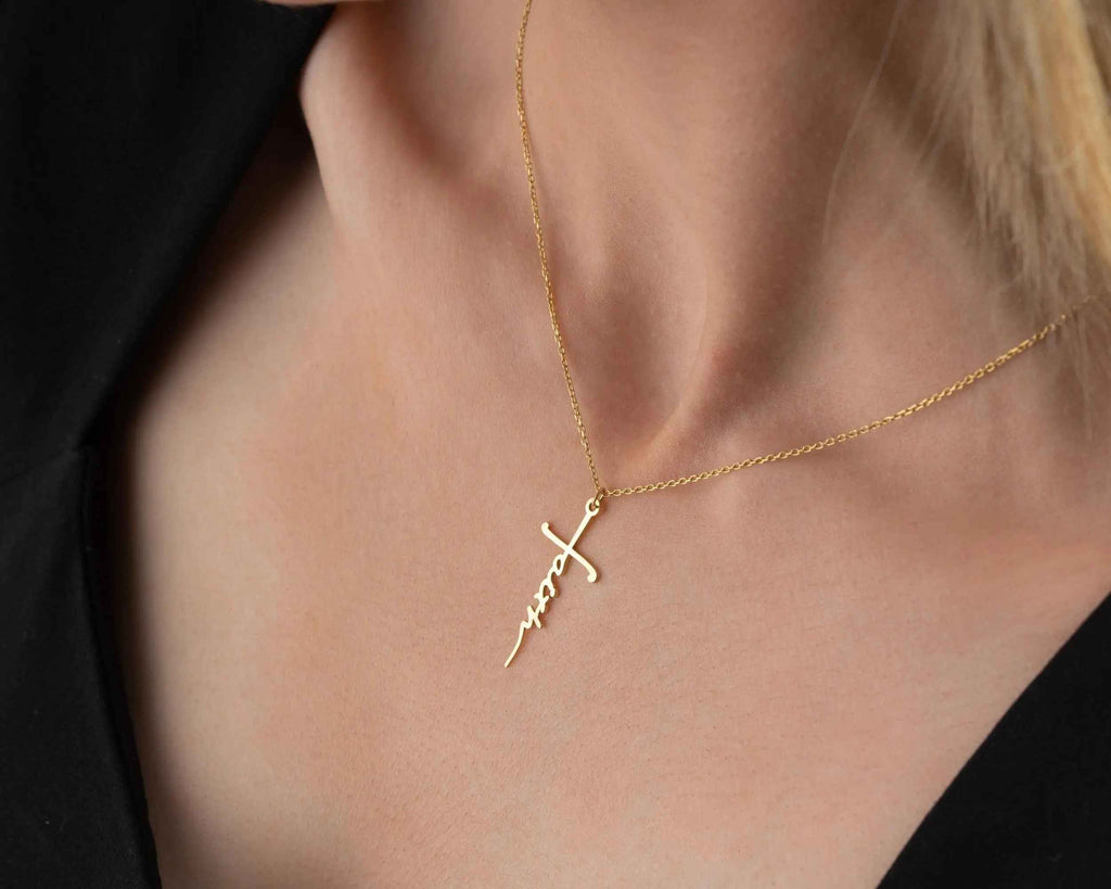 Solid Gold Cross Necklace, Religious Faith Pendant