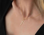 Solid Gold Cross Necklace, Religious Faith Pendant